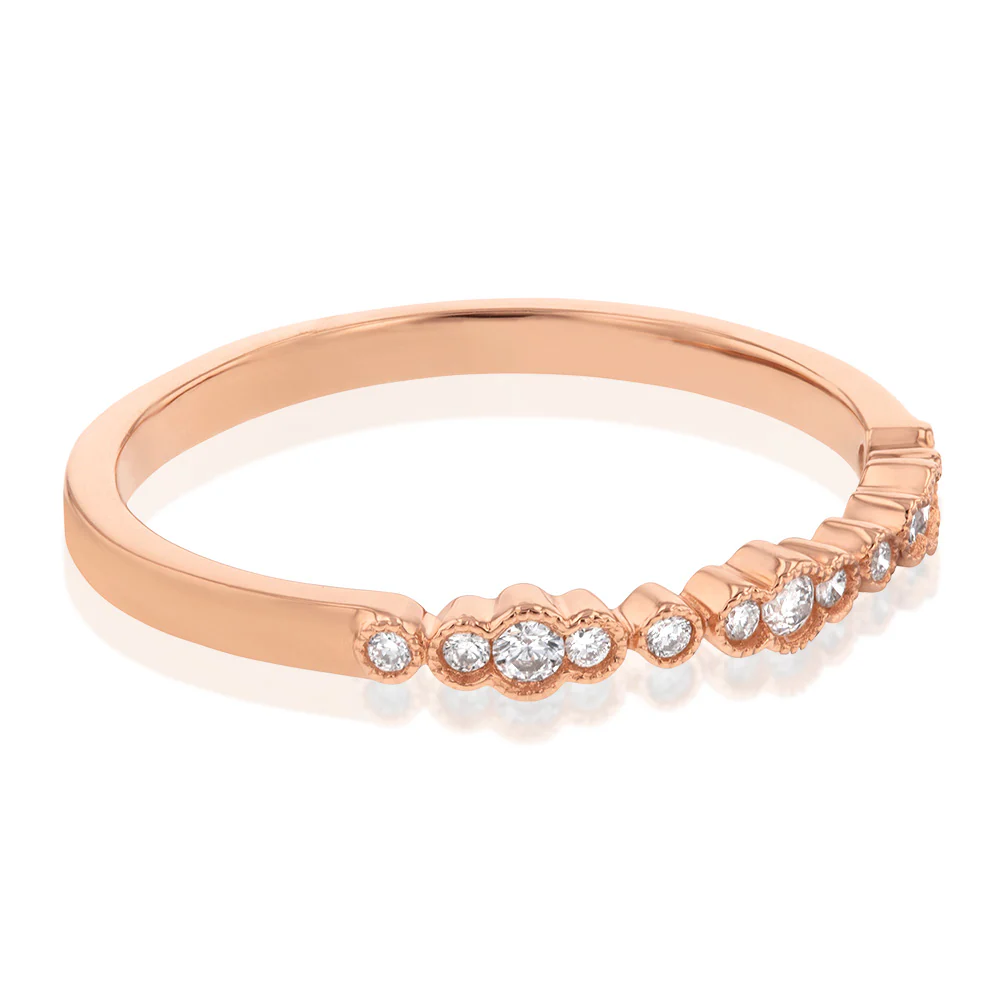 10ct Rose Gold 1/10 Carat Diamond Ring - Image 2
