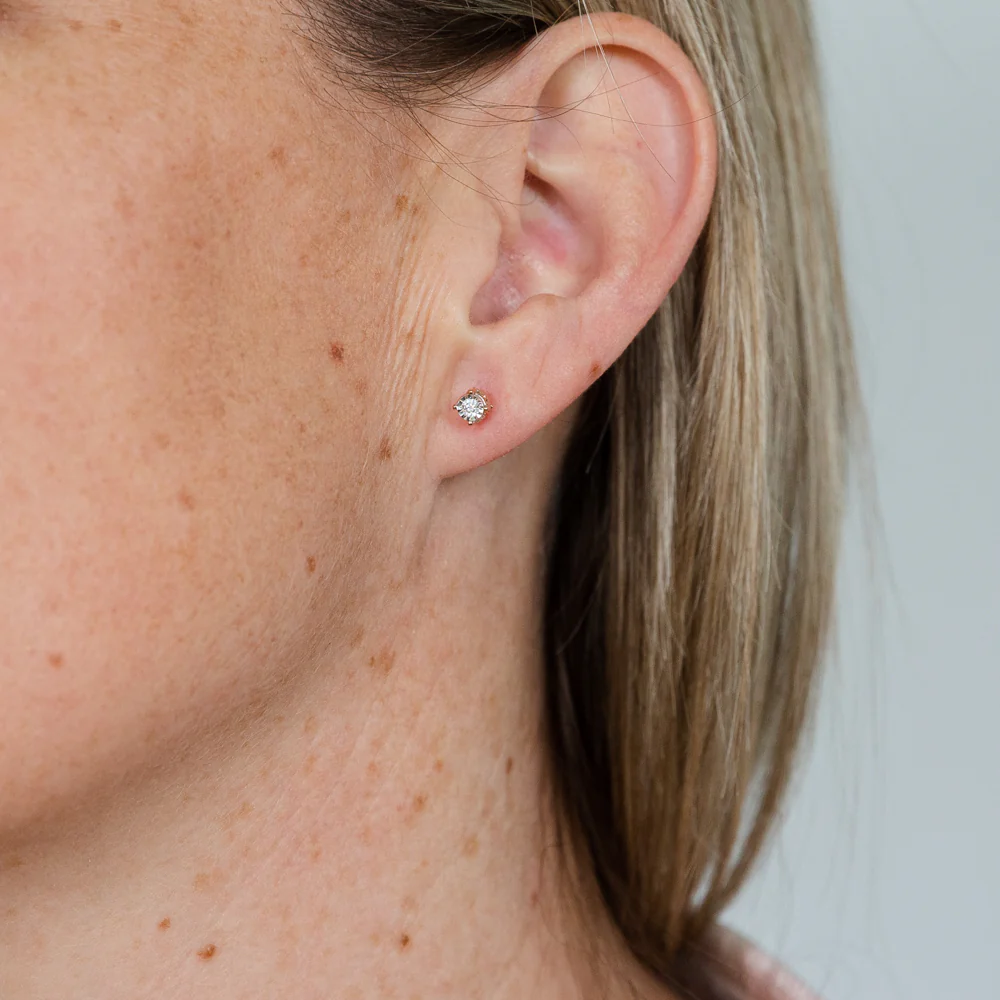10ct Rose Gold  1/4 Carat Diamond Stud Earrings - Image 2