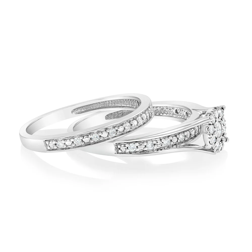 10ct White Gold 1/3 Carat Diamond 2 Ring Bridal set - Image 2