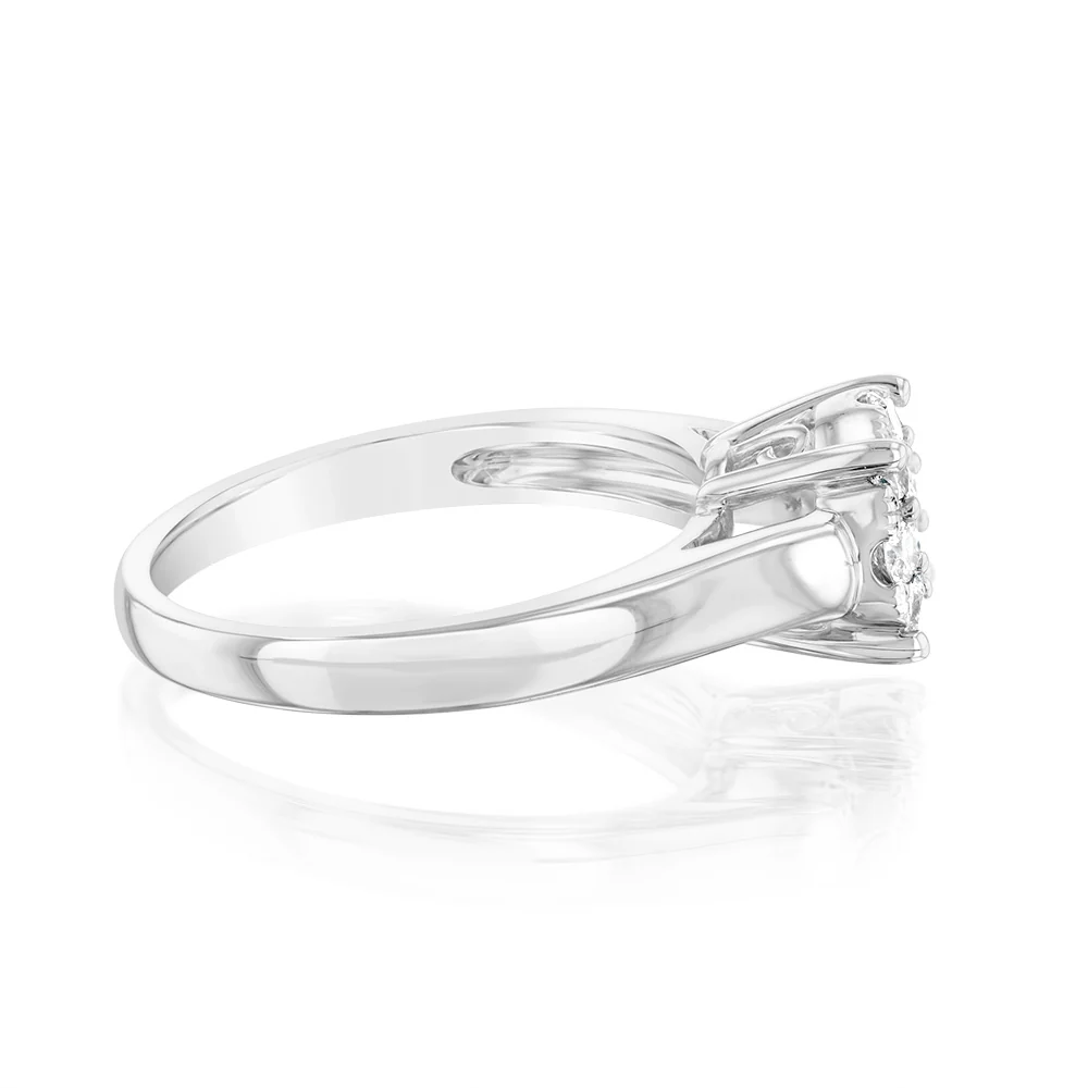 10ct White Gold 1/3 Carat Diamond Halo Solitaire Ring - Image 2