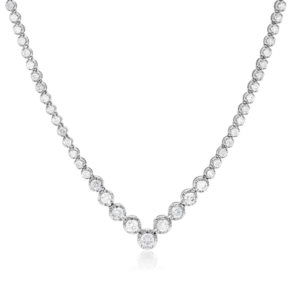 10ct White Gold 3 Carat Diamond On 45cm Chain - Image 2
