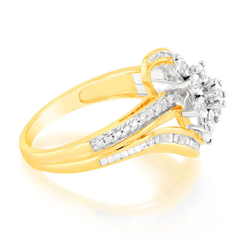 10ct Yellow Gold Diamond Ring With 0.18 Carat Of Diamonds - Image 2