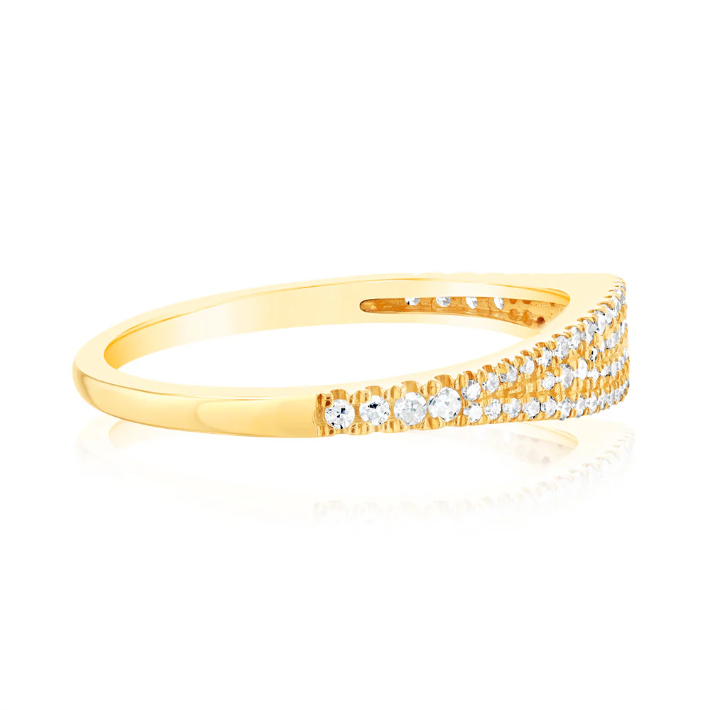 10ct Yellow Gold Fancy Ring in 1/5 Carat Natural Diamonds - Image 2
