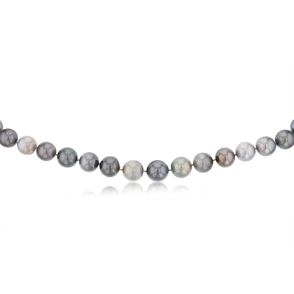 12-14.2mm Tahitian Pearl Multicolour Strand with 14ct White Gold Stardust Ball Clasp - Image 2