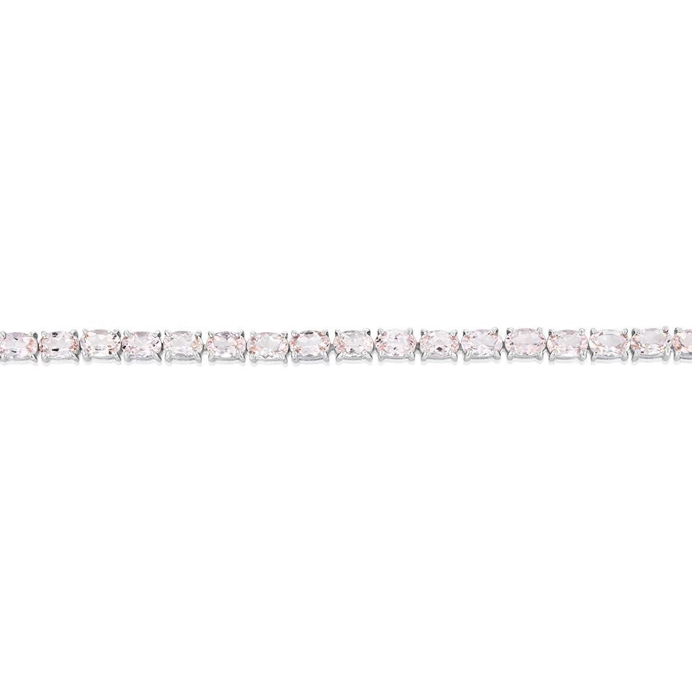 12 Carat Morganite Bracelet 18cm in Sterling Silver - Image 2