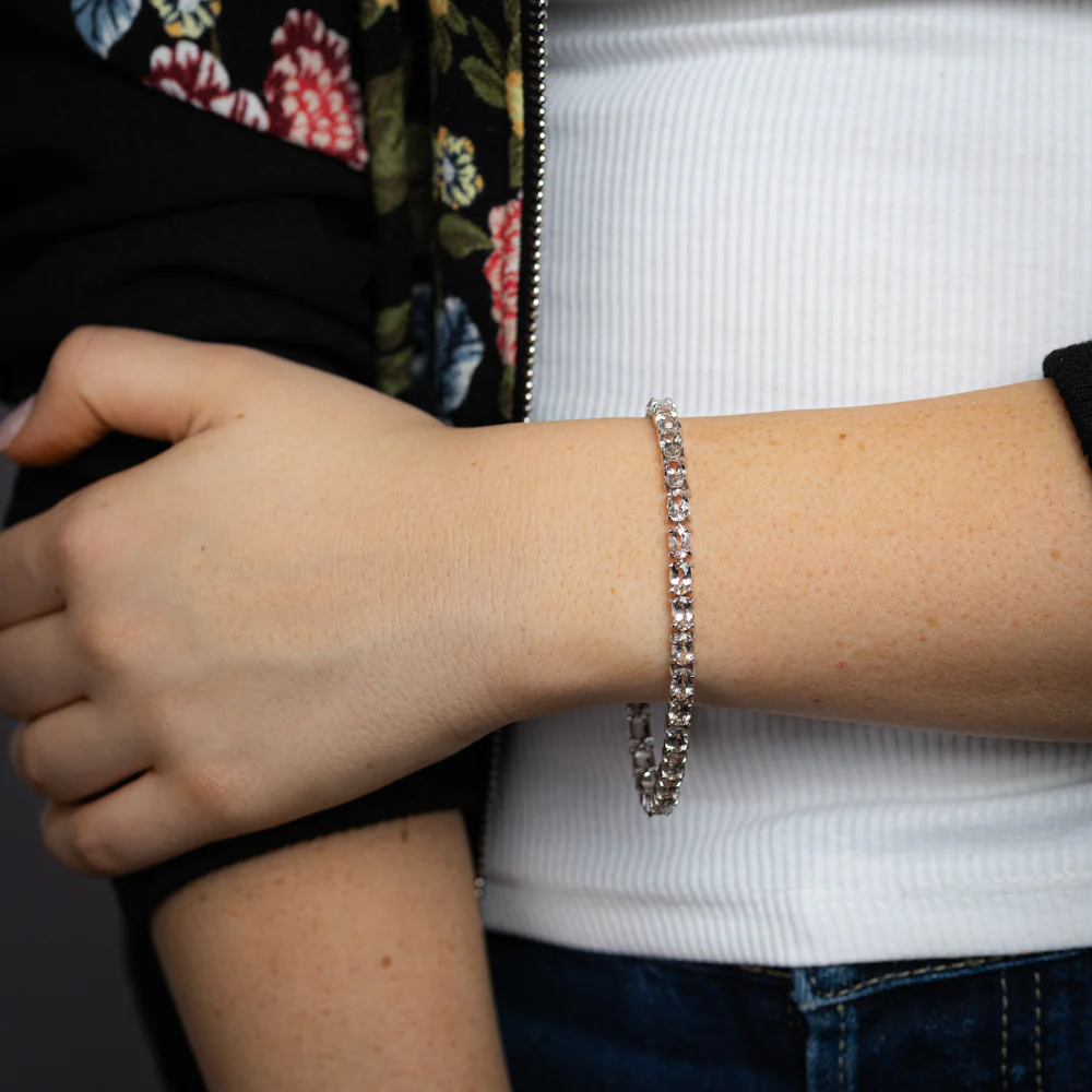 12 Carat Morganite Bracelet 18cm in Sterling Silver - Image 3