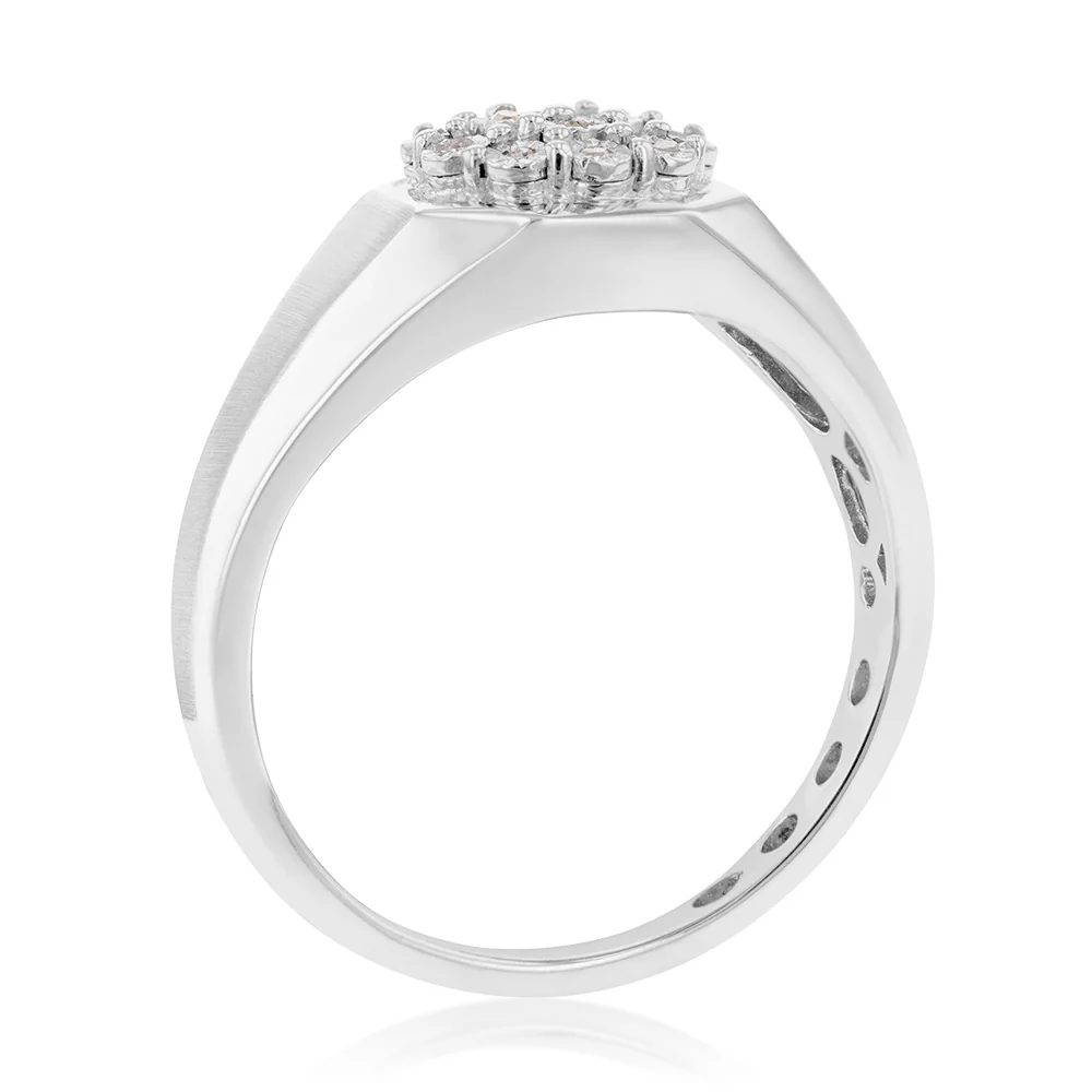 14 Brilliant Cut Diamonds Gents Ring in Sterling Silver - Image 2