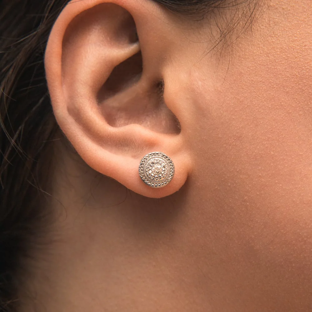 14 Brilliant Diamonds Stud Earrings in Sterling Silver - Image 2