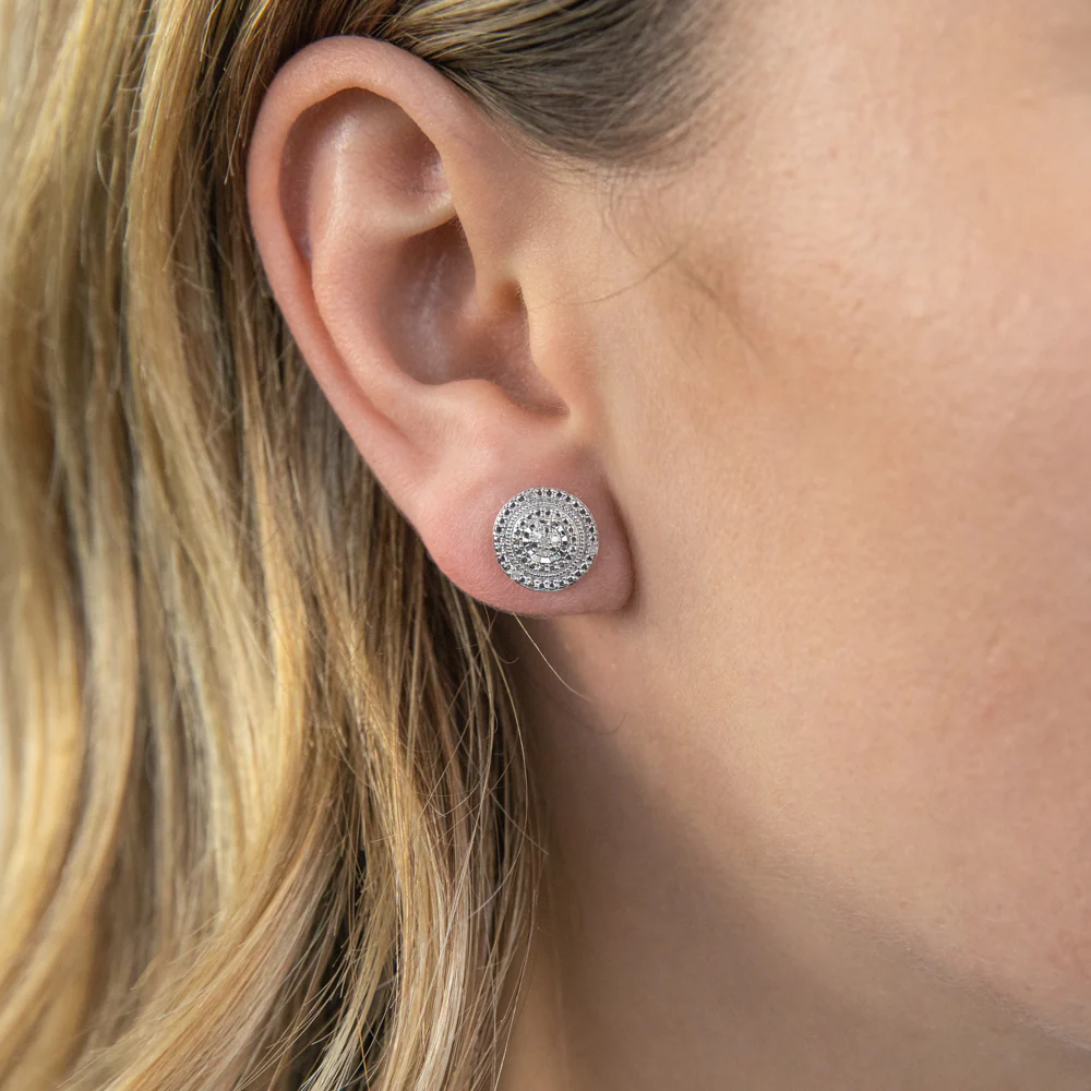 14 Brilliant Diamonds Stud Earrings in Sterling Silver - Image 3
