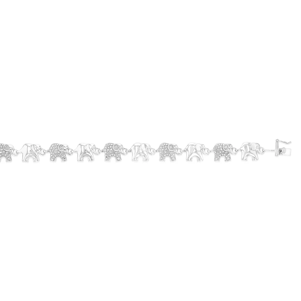 14 Diamonds Elephant 19.5cm Bracelet in Sterling Silver - Image 2