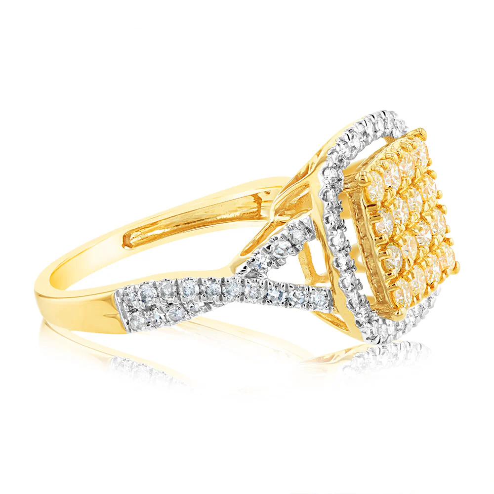 14ct 1 Carat Diamond Ring Cushion Shape with 84 Brilliant Cut Diamond - Image 2