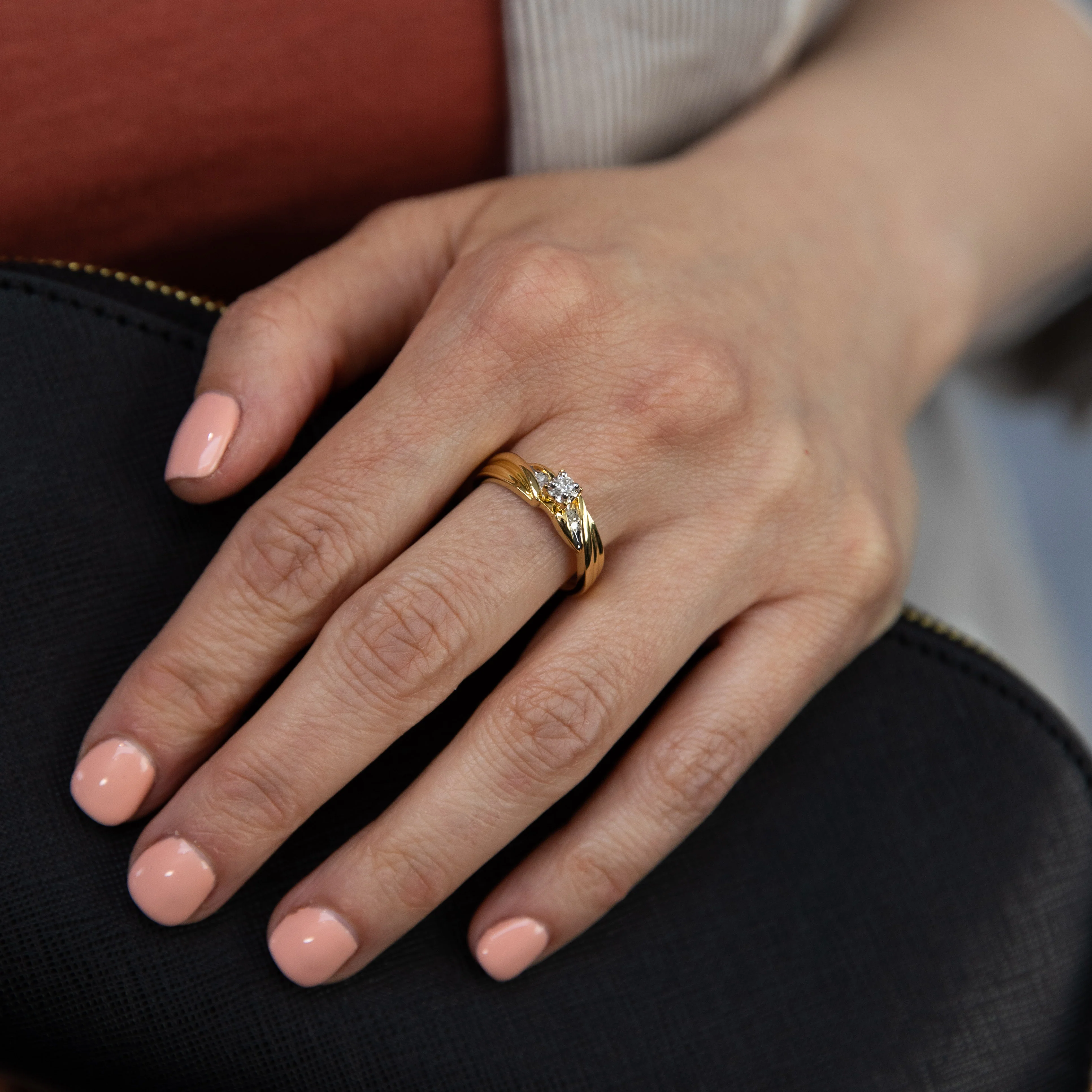 14ct Gold Plated Sterling Silver1/10 Carat Diamond Ring - Image 3
