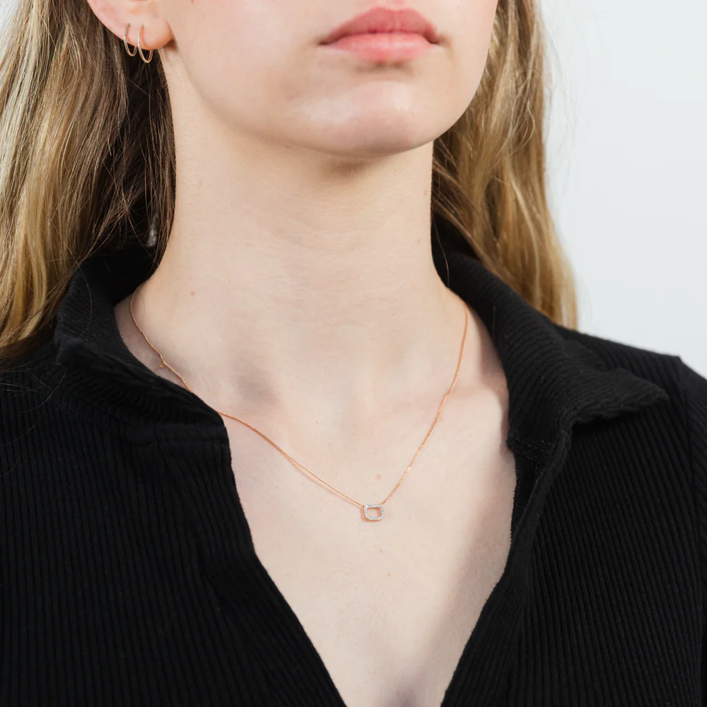 14ct Rose Gold Pendant with 24 Brilliant Diamonds On 45cm Chain - Image 2
