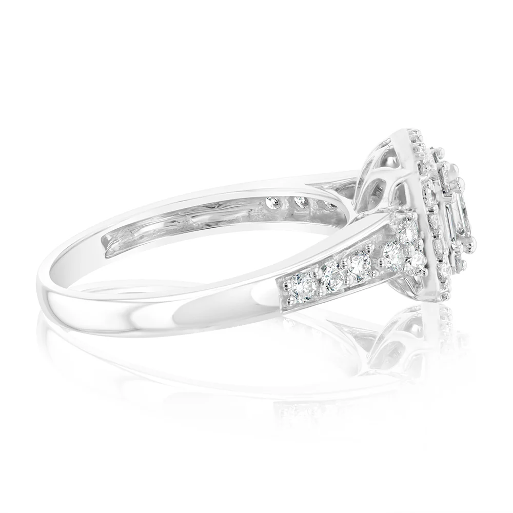 14ct White Gold 0.70 Carat Diamond Halo Solitaire Ring - Image 2