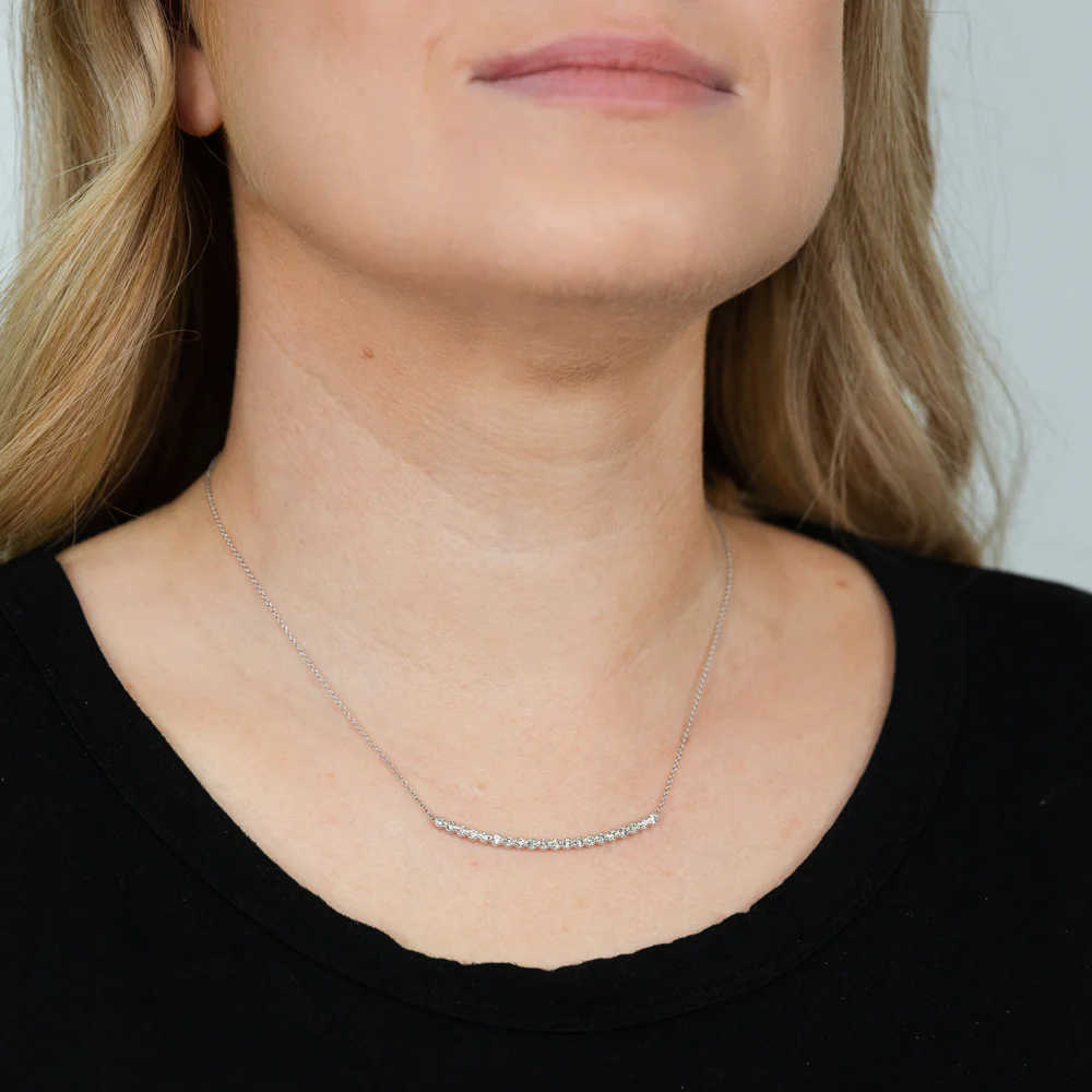14ct White Gold 1/2 Carat Diamond 45cm Chain With 20 Diamonds - Image 2