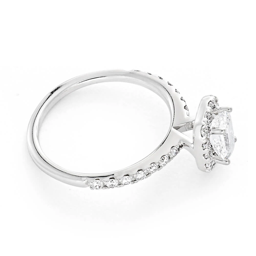 14ct White Gold 1.20 Carat Diamond Ring with 3/4 Carat Emerald Centre Diamond - Image 2