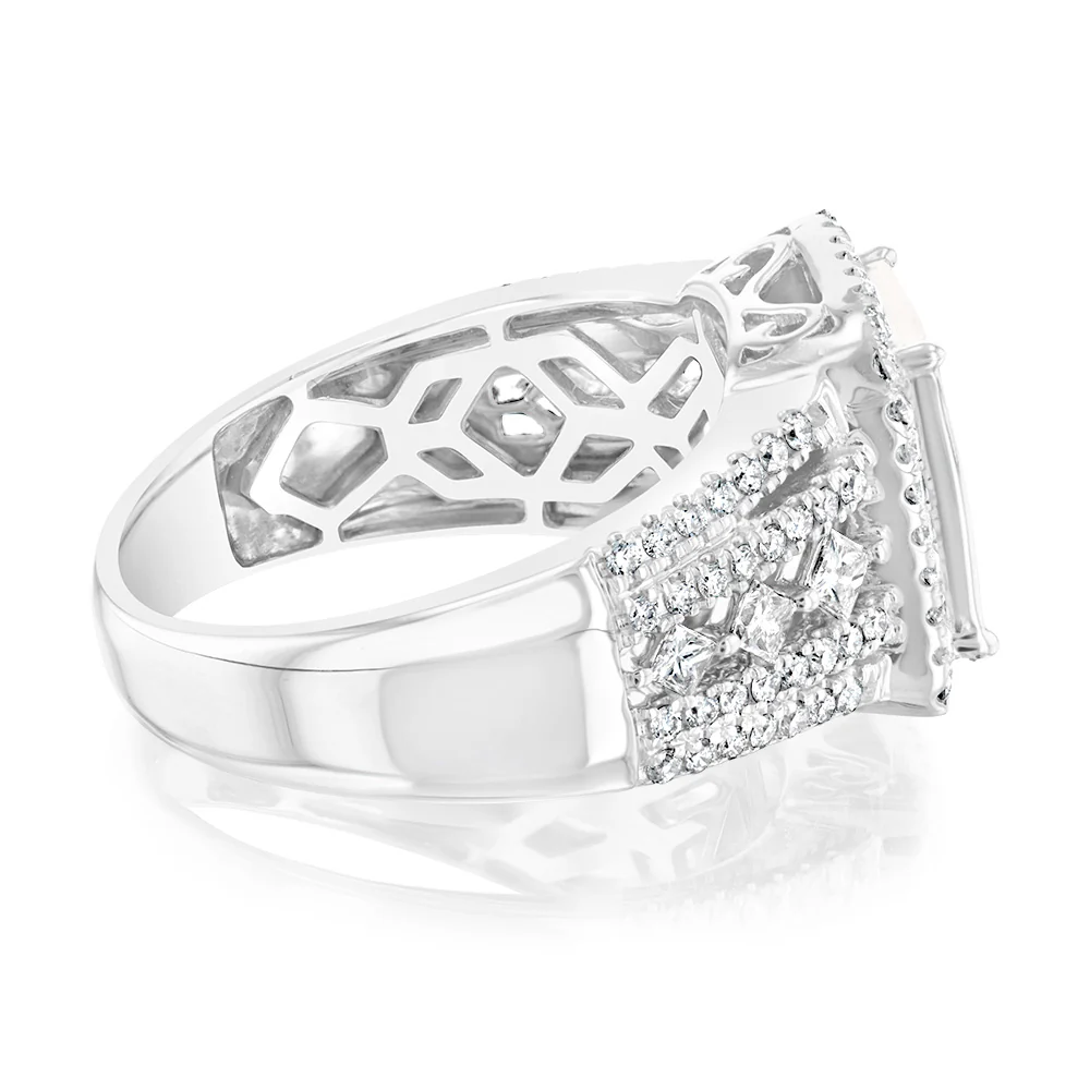 14ct White Gold 1.4 Carat Diamond Ring with Princess and Brilliant Cut Diamonds - Image 2
