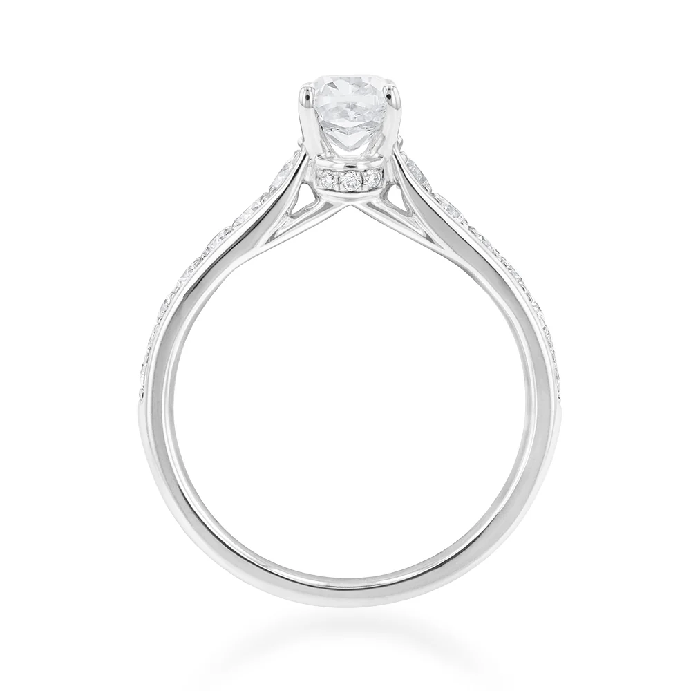 14ct White Gold 1.40 Carat Ring with Cushion Cut Centre Diamond - Image 2