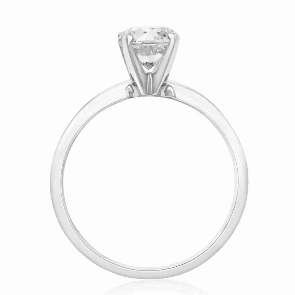 14ct White Gold 1 Carat Brilliant Cut Diamond Solitaire Ring in Knife Edge Setting - Image 2