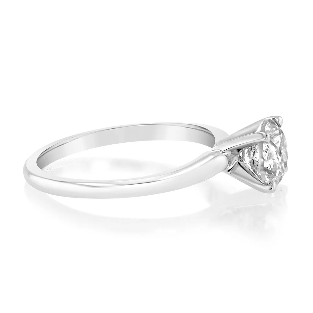 14ct White Gold 1 Carat Brilliant Cut Diamond Solitaire Ring in Knife Edge Setting - Image 3