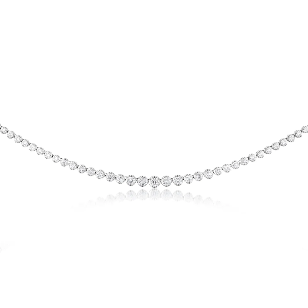 14ct White Gold 10 Carat Diamond Necklace with 111 Brilliant Diamonds 43cm length - Image 2
