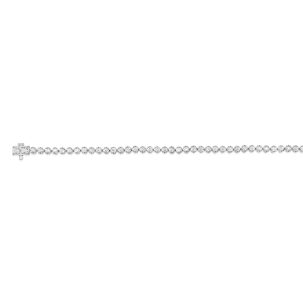 14ct White Gold 2 Carats Diamond Tennis Bracelet With 51 Brilliant Diamonds 18cm - Image 2