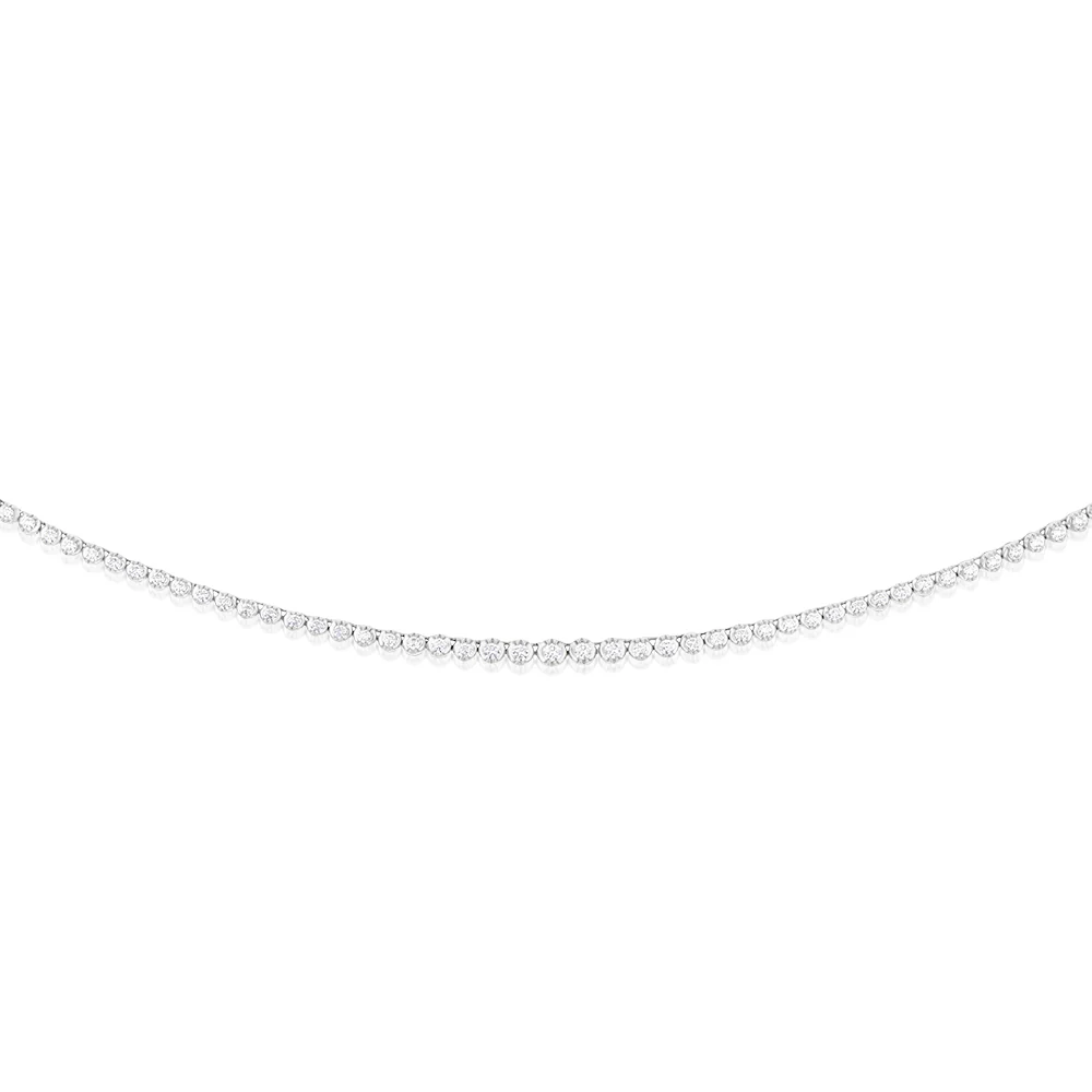 14ct White Gold 3 Carats Diamond Necklace with 157 Brilliant Diamonds 43cm length - Image 2