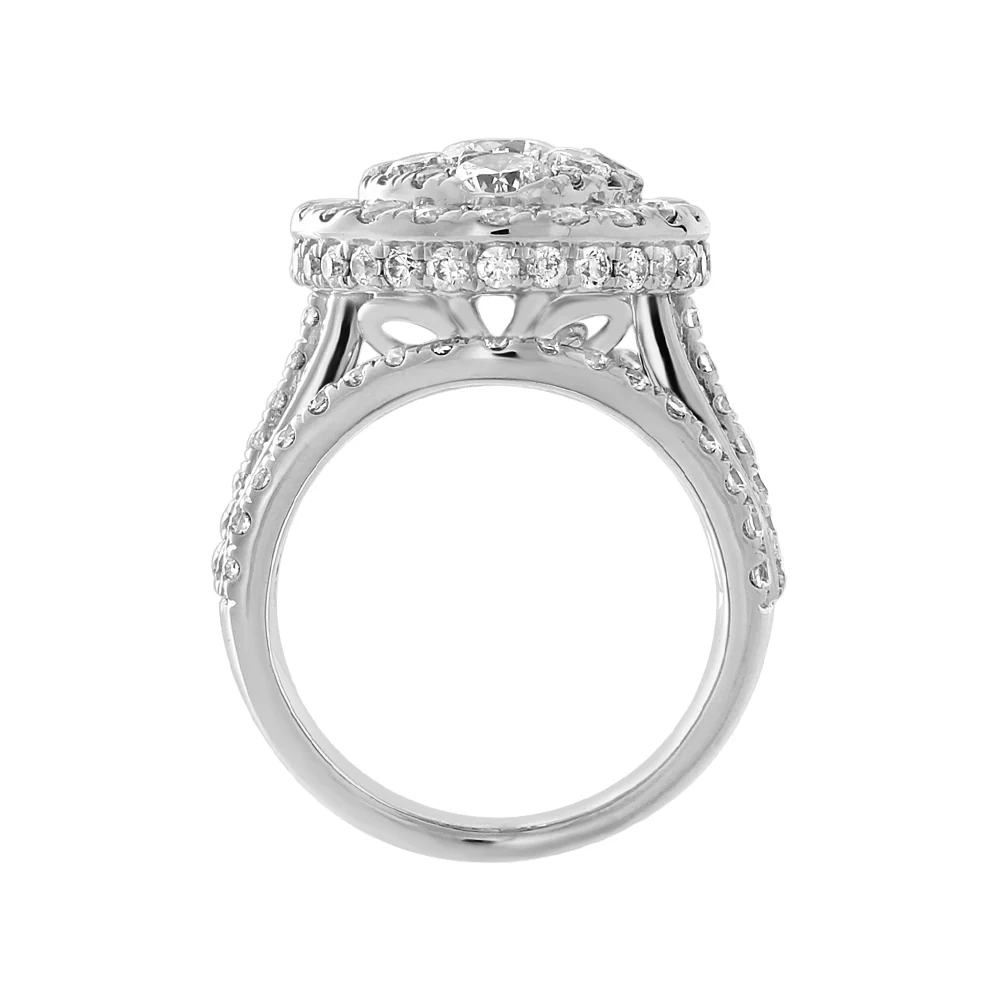 14ct White Gold 4 Carat Diamond Oval Shaped Cluster Ring - Image 3