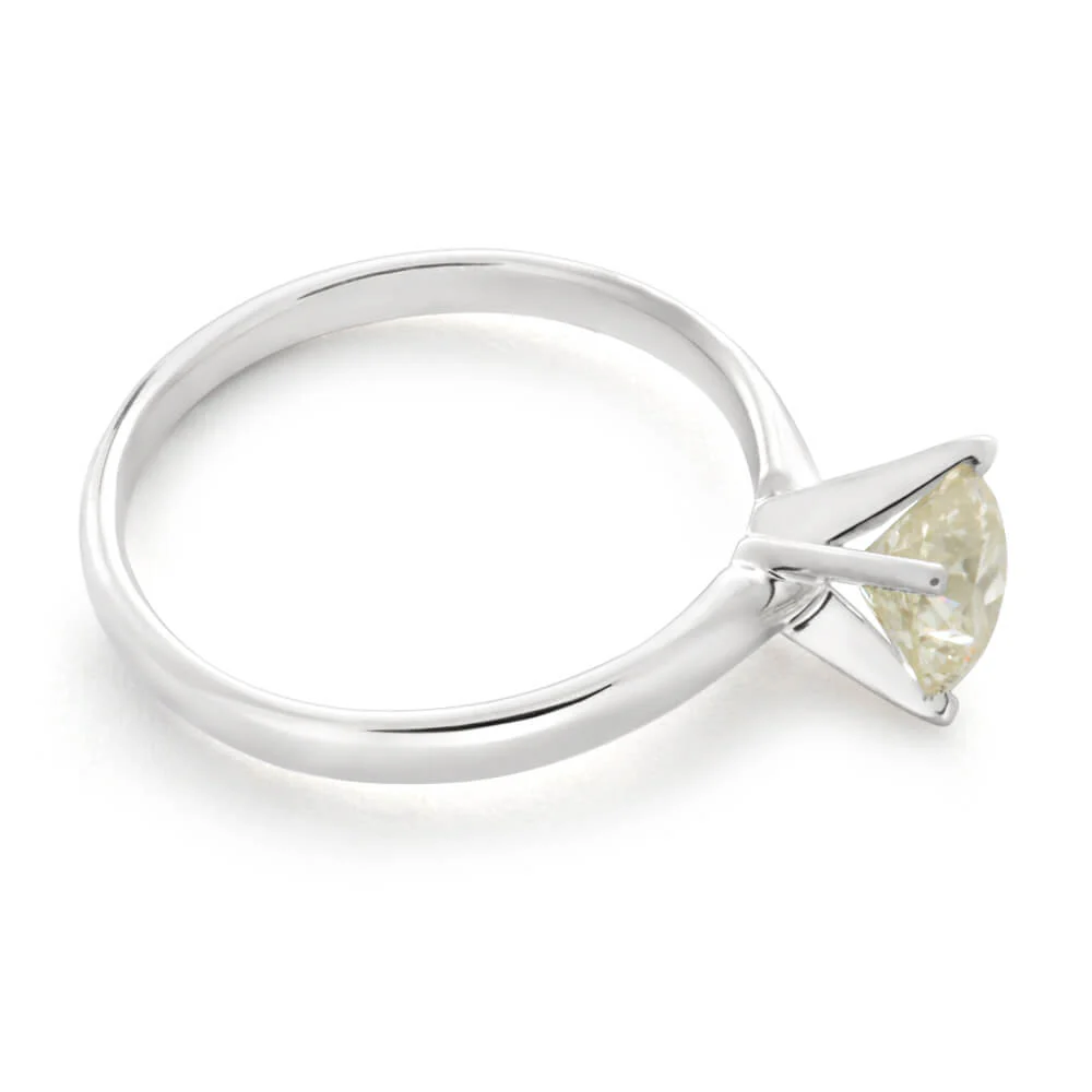14ct White Gold Solitaire Ring With 1 Carat Brilliant Cut 4 Claw Set Diamond - Image 2