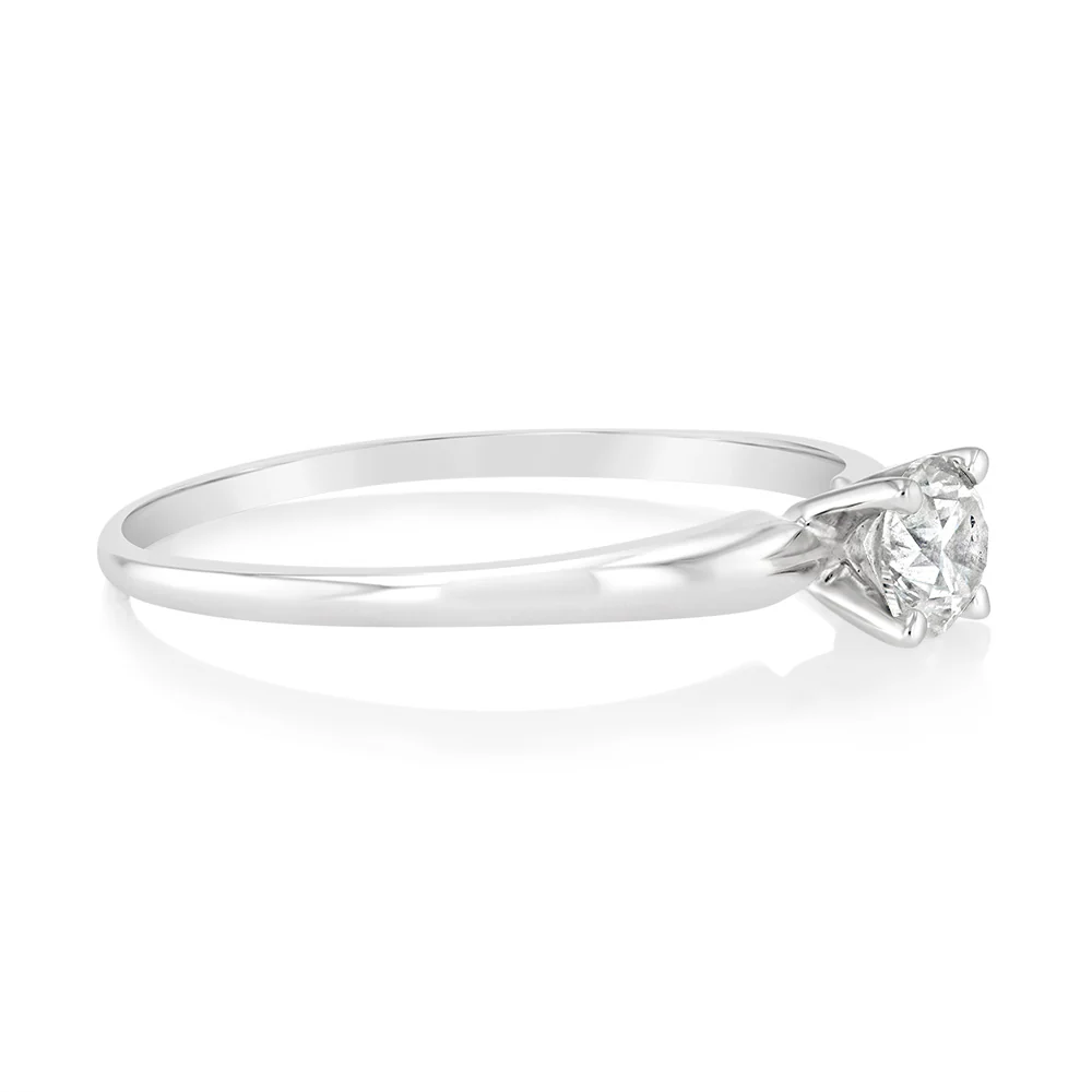 14ct White Gold Solitaire Ring With 50 Point Brilliant Cut Diamond - Image 2
