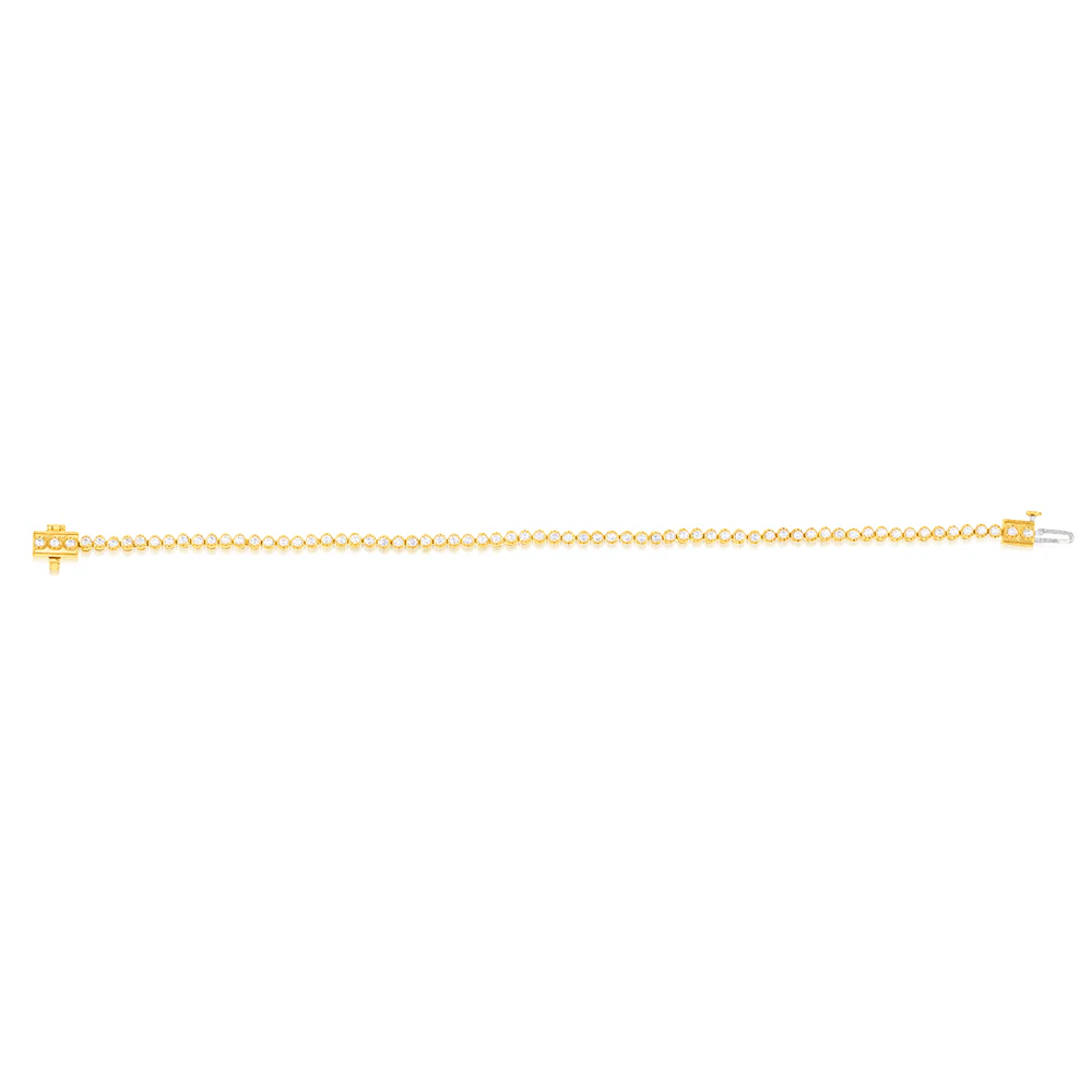 14ct Yellow Gold 1.2 Carats Diamond Tennis Bracelet With 70 Brilliant Diamonds 18cm - Image 2