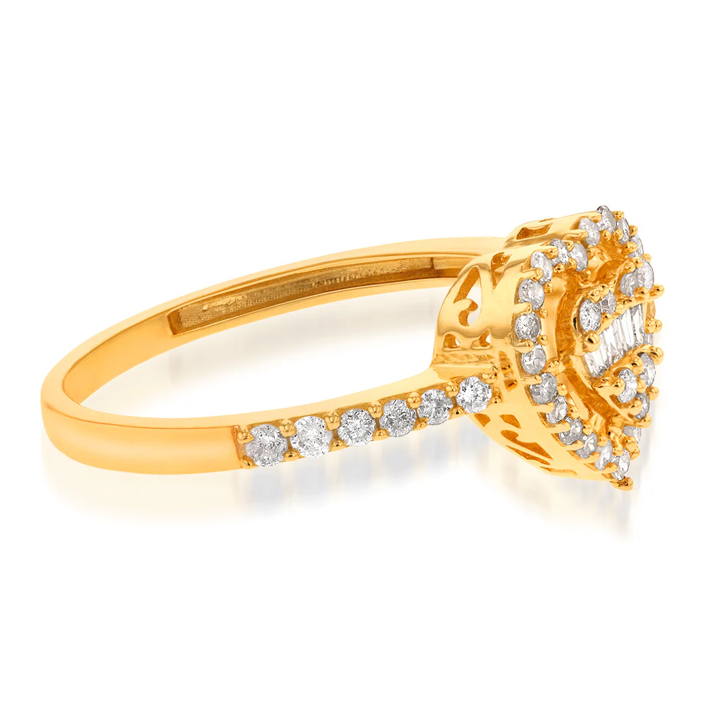 14ct Yellow Gold 1/3 Carat Diamond Heart Ring - Image 2