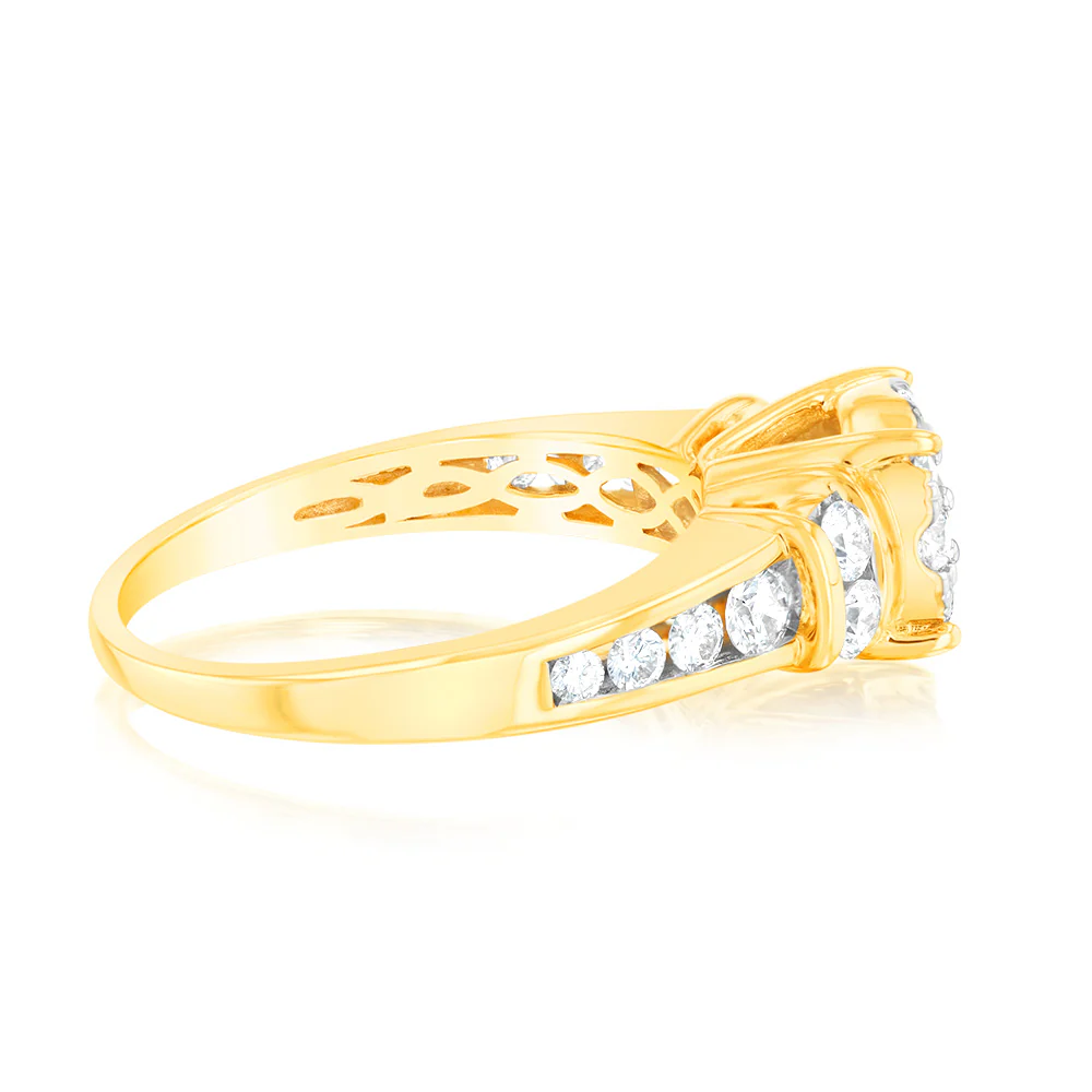 14ct Yellow Gold 1 Carat Brilliant Cut Diamond Halo Solitaire Ring - Image 2