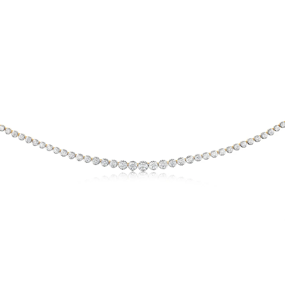 14ct Yellow Gold 10 Carats Diamond Necklace with 111 Brilliant Diamonds 43.5cm - Image 2
