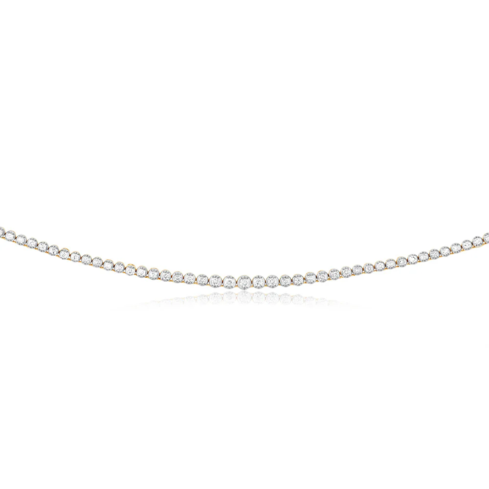 14ct Yellow Gold 3 Carats Diamond Necklace with 157 Brilliant Diamonds 43cm - Image 2