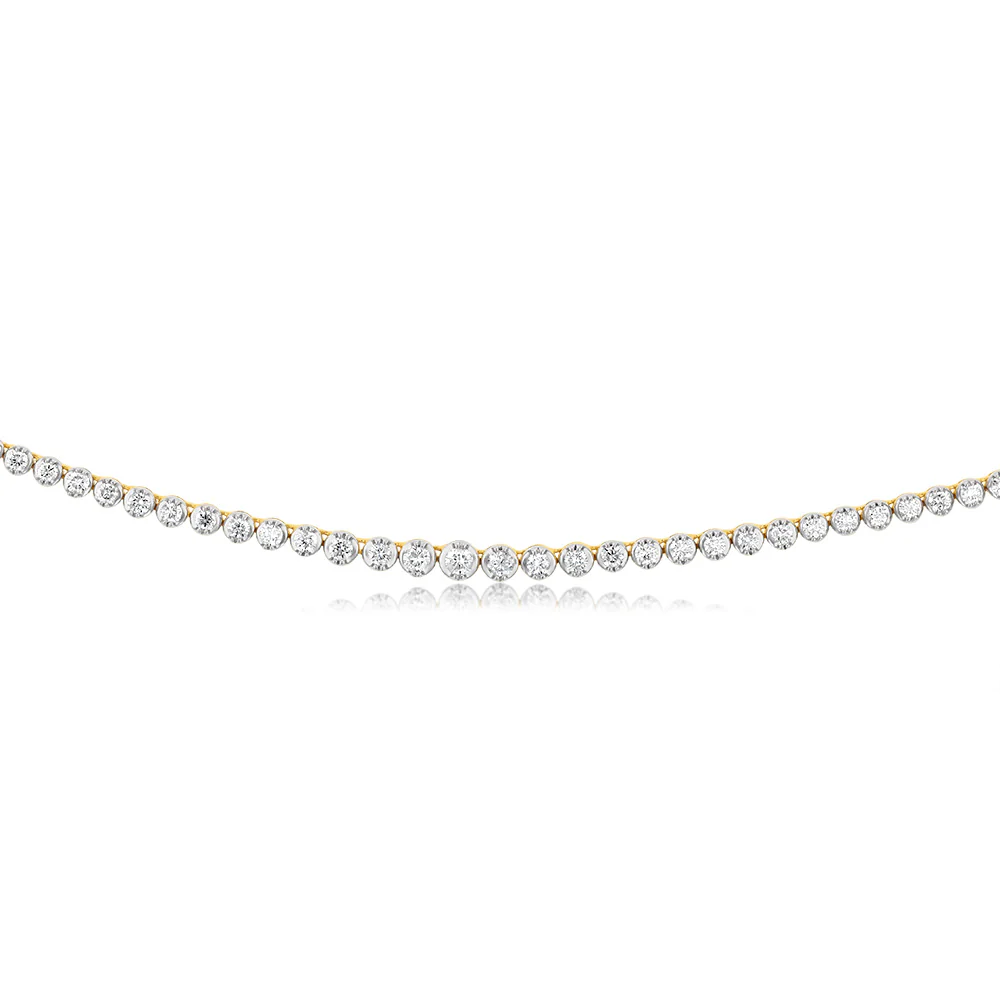 14ct Yellow Gold 5 Carats Diamond Necklace with 139 Brilliant Diamonds 43cm - Image 2