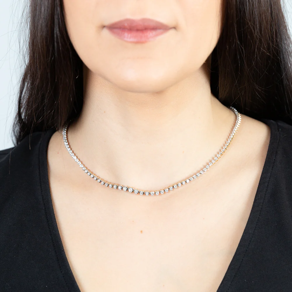 14ct Yellow Gold 5 Carats Diamond Necklace with 139 Brilliant Diamonds 43cm - Image 3
