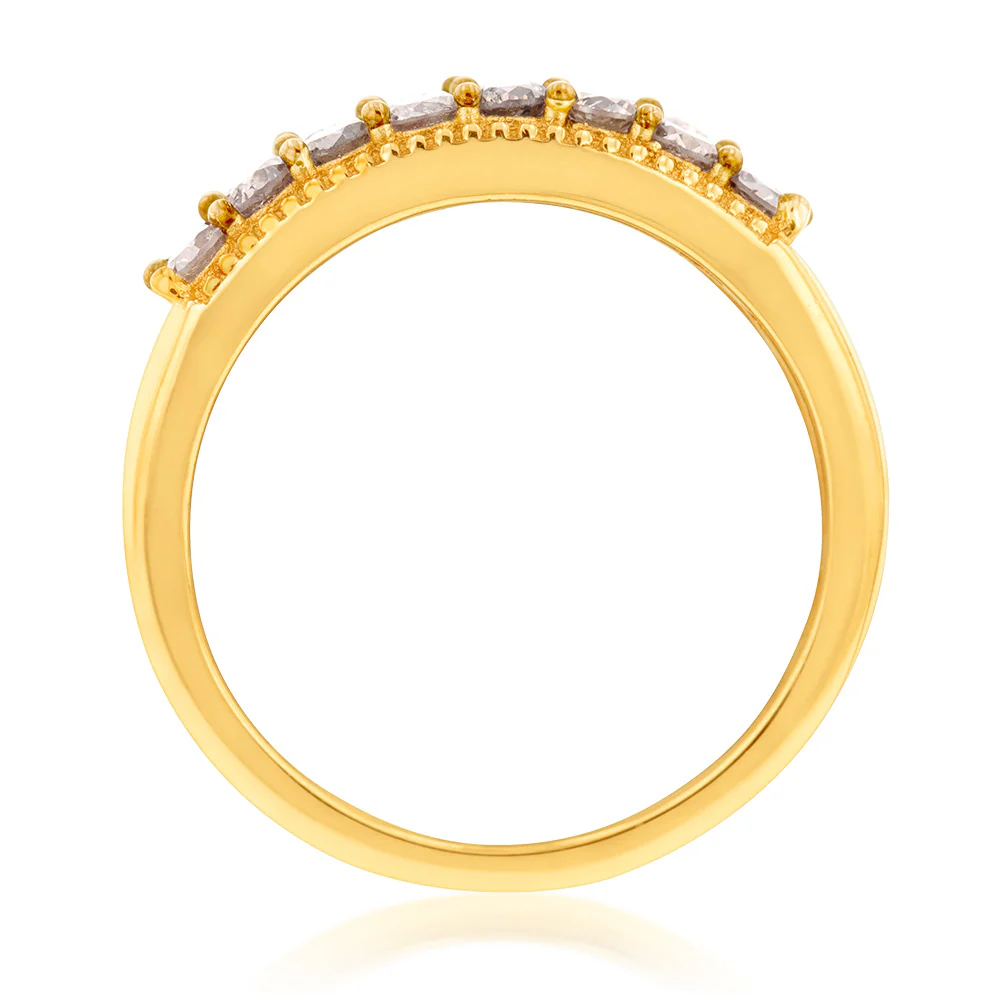 14ct Yellow Gold Plated Sterling Silver1 Carat Diamond Ring with Australian Diamonds - Image 2