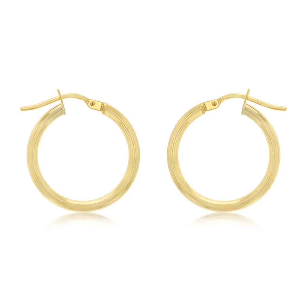 15mm Plain Hoop Earrings in 9ct Yellow Gold - Image 2
