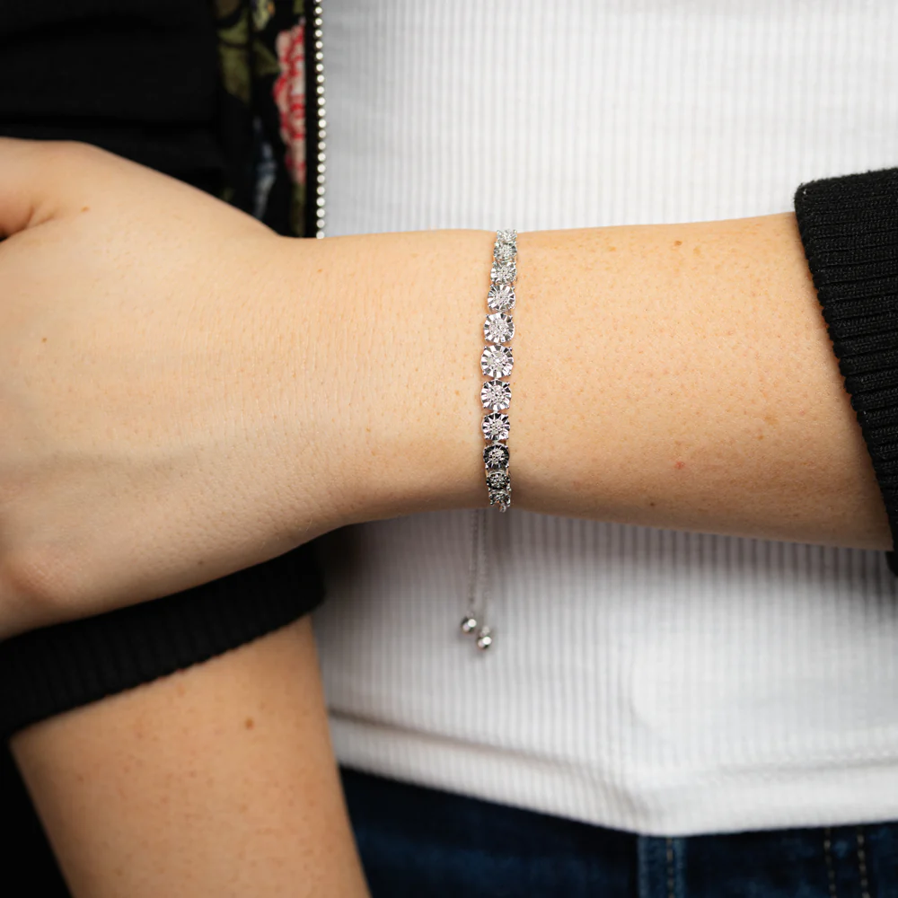 16 Diamonds Adjustable 24cm Fancy Bracelet in Sterling Silver - Image 3
