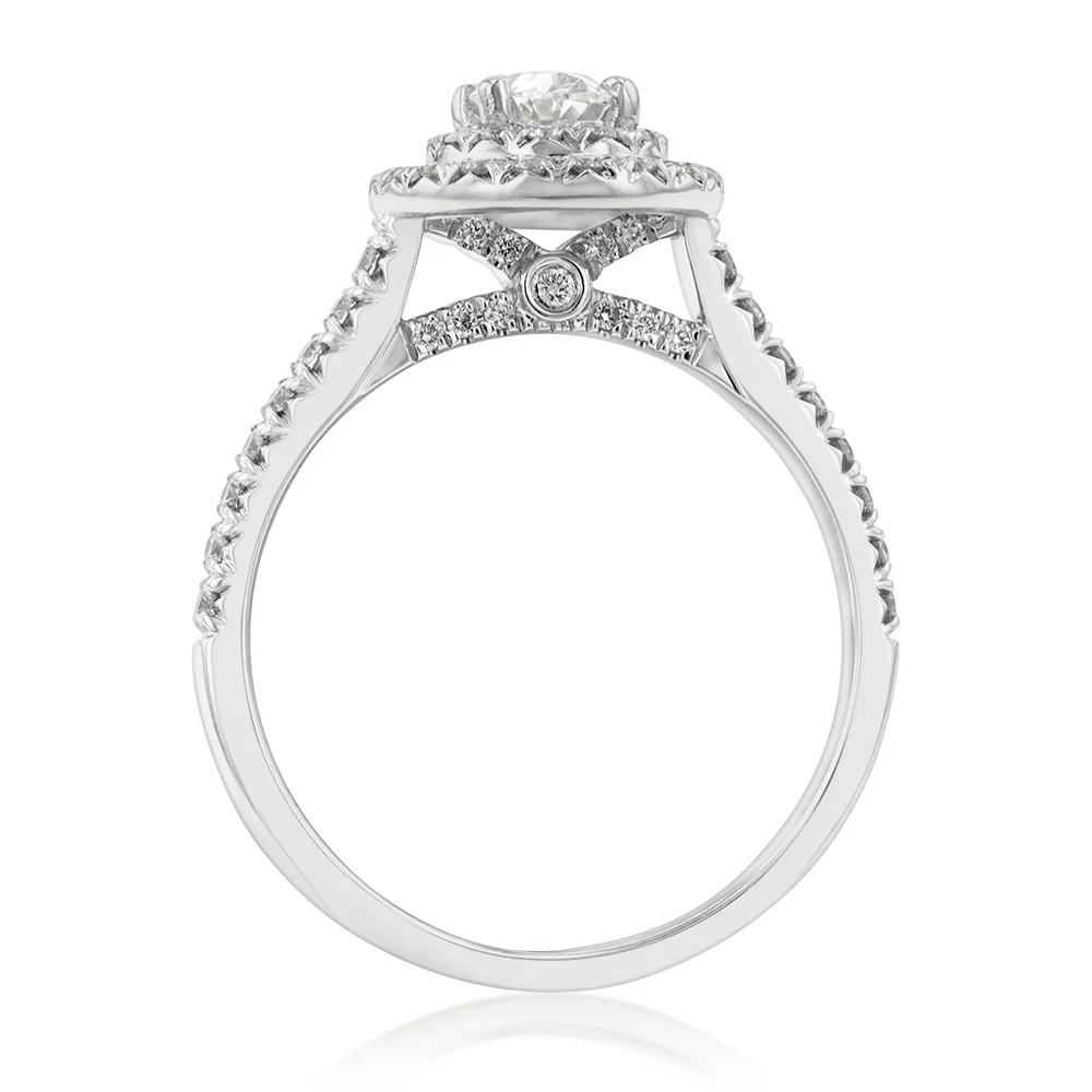 18ct White Gold 1 Carat Diamond Solitaire Ring with 0.45 Carat Oval Centre - Image 2