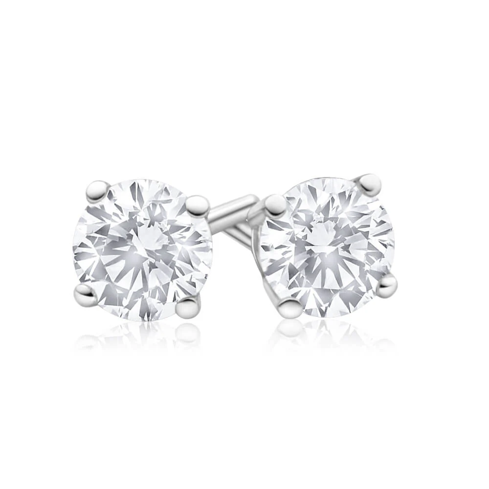 18ct White Gold 3/4 Carat Diamond Stud Earrings - Image 2