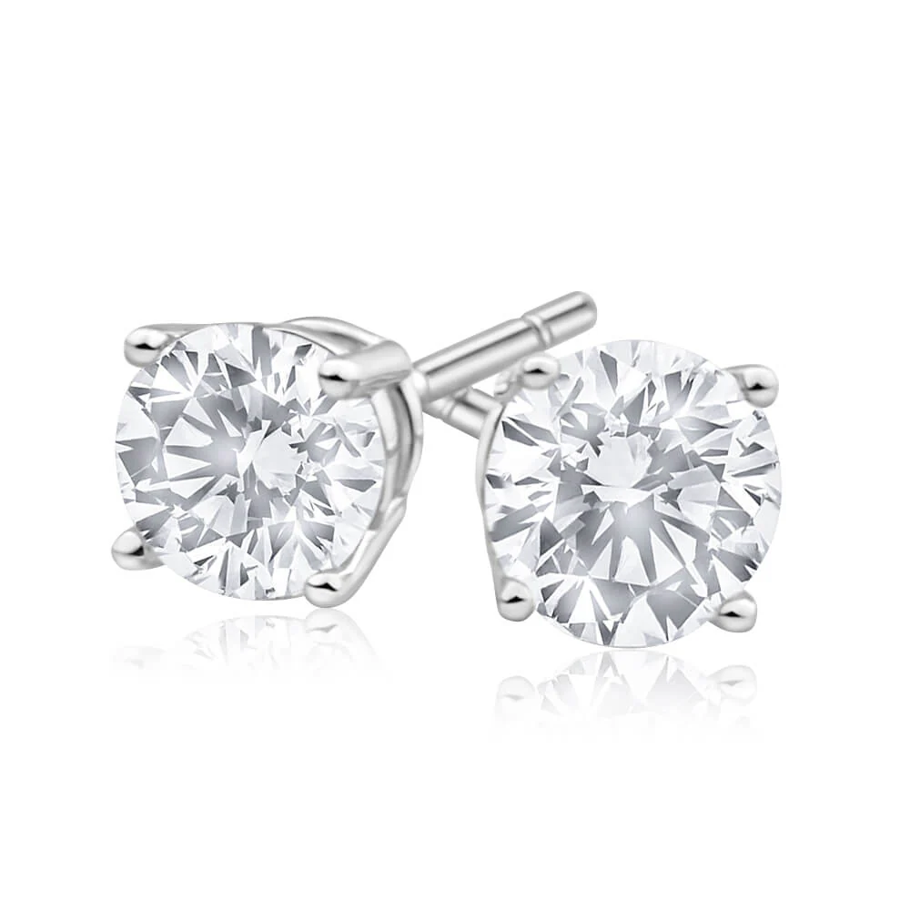 18ct White Gold Stud Earrings With 1 Carat Of Diamonds - Image 2