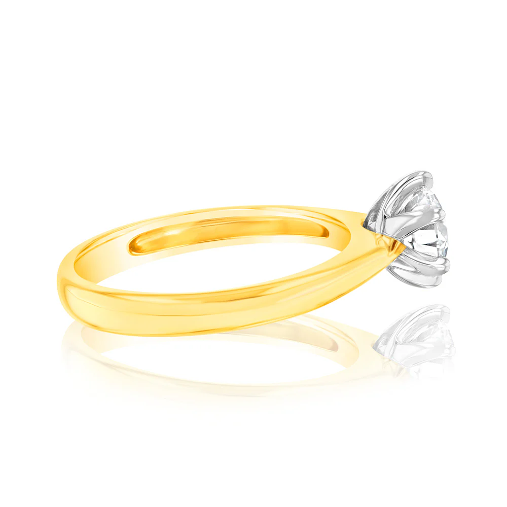 18ct  Yellow Gold 0.80 Carat Diamond Solitaire Ring with 6 Claw Knife Edge Setting - Image 2