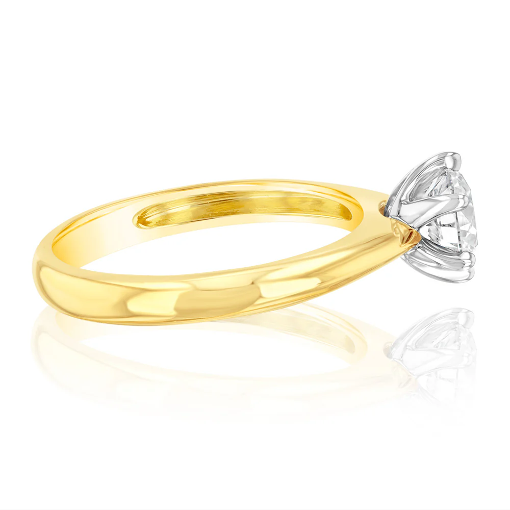 18ct Yellow Gold 0.80 Carat Diamond Solitaire Ring with 6 Claw Knife Edge Setting - Image 2