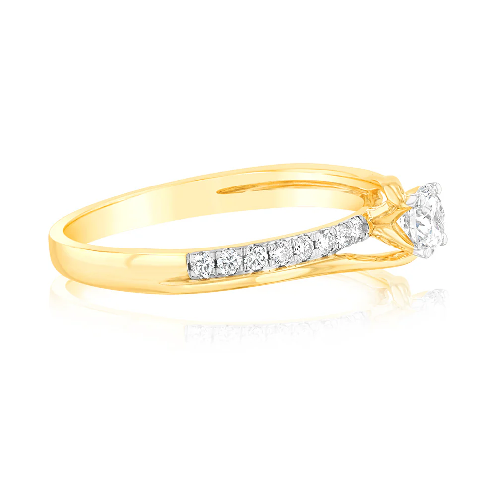 18ct Yellow Gold 1/2 Carat Diamond Claw Solitaire Ring - Image 2