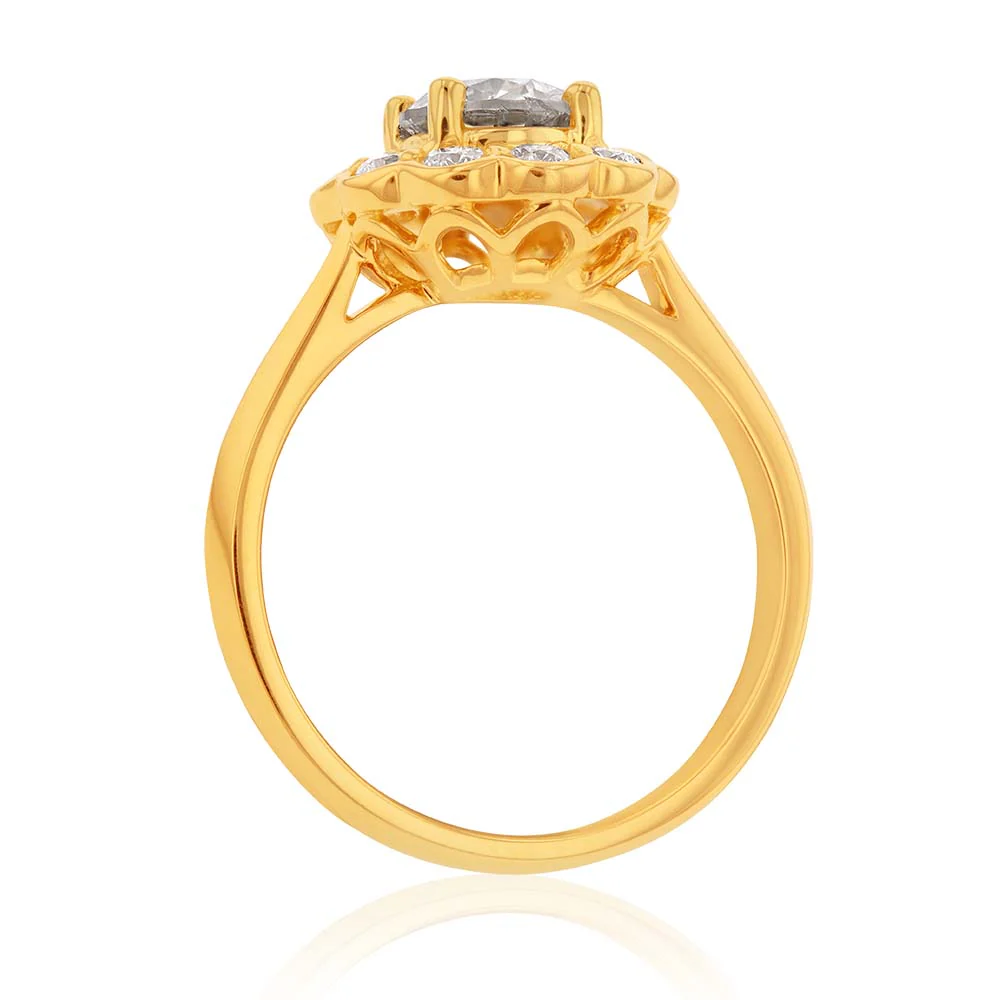 18ct Yellow Gold 1.40 Carat Diamond Flower Ring - Image 2