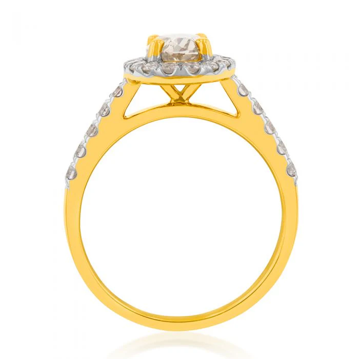 18ct Yellow Gold 1.50 Carat Diamond Ring With 1 Carat Oval Australian Diamond - Image 2