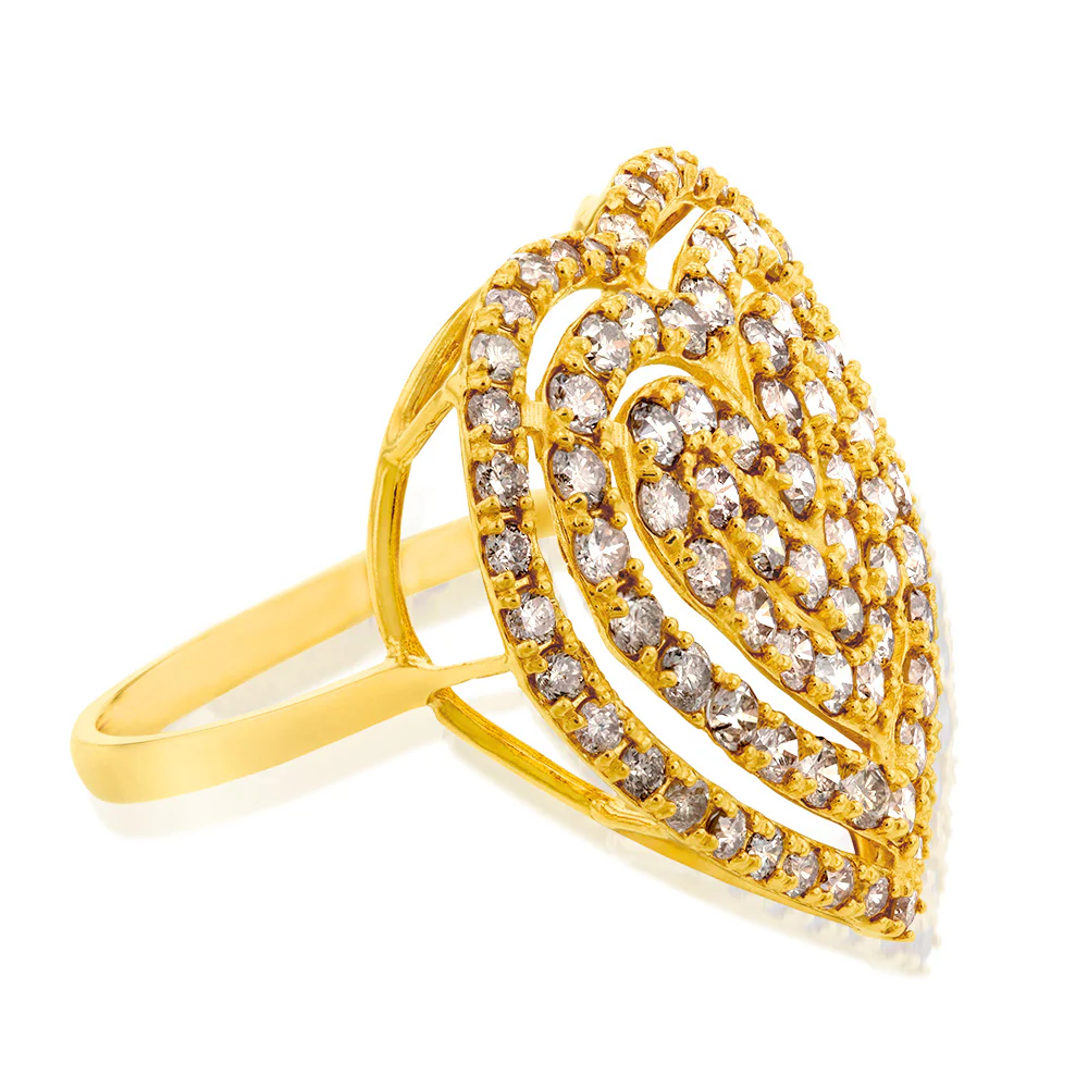 18ct Yellow Gold 2 Carat Diamond Heart Shape Cluster Ring - Image 2