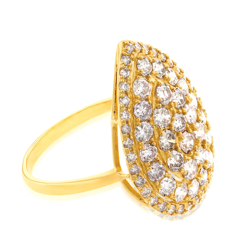 18ct Yellow Gold 2 Carat Diamond Pear Shape Cluster Ring - Image 2